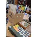 1970's / 80's boxed board games and 1930's / 40's Poolette boxed and a chess set etc (2 boxes)