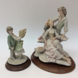 Two signed in mould Capo Di Monte style figure groups,