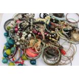 A quantity of costume jewellery, bangles,