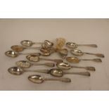 Dessert spoons, Sheffield 1912, teaspoons London 1843 and dessert spoons 1844, approx 22.