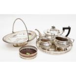 Early 20th Century tea service A1 grade on tray three piece with placed fruit basket and wine