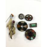 A collection of harstone brooches, Isle of Man,