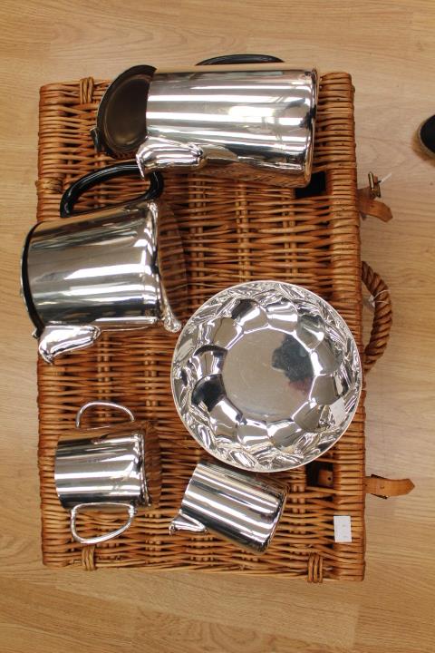 Christofle silver plated dish, four piece hotel silver plated tea set,