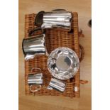 Christofle silver plated dish, four piece hotel silver plated tea set,