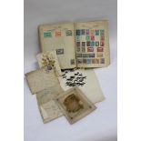 Early 20th Century stamp album together with three late Victorian Christmas and New Year cards and