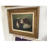 Two framed, unsigned oil on canvas paintings,