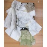 A quantity of Victorian cotton under garments and lace trimmings and childrens undergarments etc