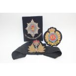 Royal Navy Officers Queens Crown Bullion wire embroidered cap badge and band made in Malta,