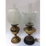 Two Victorian oil lamps