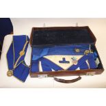 Masonic regalia in two leather cases,