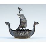 A Norwegian Silver model of a Viking boat,