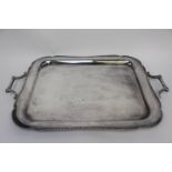An electro plated twin handled rectangular tray