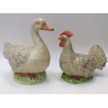 1960's pottery Hen and 1960's pottery Duck,