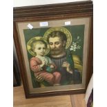 Four late-Victorian chromolithographs of religious subjects, in oak frames,