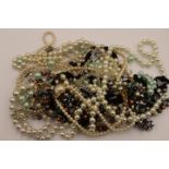 Pearls etc, and paste and gilt necklace,