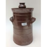 Bourne Denby, Very large Denby salt glazed butter churn 13 1/2 inches high,