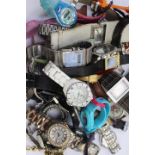 A large collection of assorted wristwatches, mostly A/F,