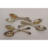 Six table spoons, Victorian, George III and George IV, pair of each, 14.