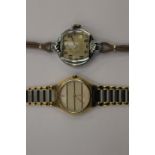 A ladies Art Deco white metal wristwatch,