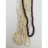 A fresh water pearl six strand necklace, with gilt metal clasp, length approx 19'',