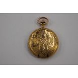 Gents French 18k marked Napoleon full hunter pocket watch engraved to dust cover 1907,