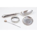 A small quantity of various silver, comprising of a silver bangle, a Mexican pin dish,