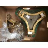 An ormolu and malachite candlestick base,