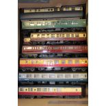 Two boxes of boxed and unboxed Triang and Hornby coaches,