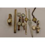 Three 9 ct gold Art Deco wrist watches,