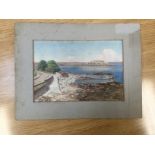 20th Century School, "Bathing Pools, Guernsey", watercolour, monogrammed and dated 1944,