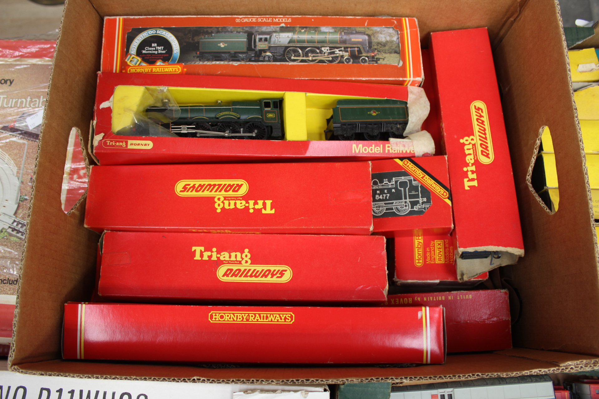 One box of assorted OO gauge to include: Hornby steam and diesel locomotives various.