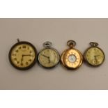 Half hunter gold plated pocket watch Dimra to enamel dial, Smith chrome pocket watch,