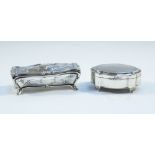 A silver trinket box, mistletoe design, together with a Walker and Hall trinket box,