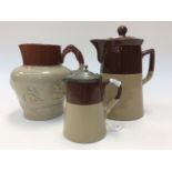 Bourne Denby, Large Denby Colours coffee water jug and cover, approx 8" tall,