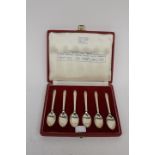 An Elizabeth II Coronation set of six silver tea spoons, London 1952,