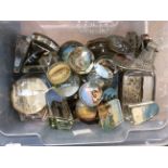 Late 19th early 20th Century souvenir paperweights, serpentine bases, French trinket boxes, etc, Q,