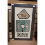 Three pieces of Chinese embroidery that has been framed, purchased in China in the 1980s,