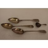 Three HM silver serving spoons, London 1806 and two London 1819, all initialed to the handle,