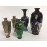 A Chinese green Closone narrow necked vase;