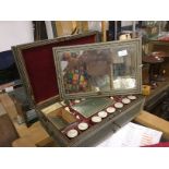 A 19th Century Anglo-Indian inlaid sewing or work box, circa 1832, complete with contents,