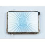 A silver and guilloche enamel compact, by Albert Carter, Birmingham 1936, of rectangular form,