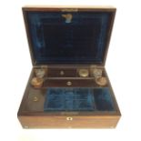 A mahogany inlaid writing box, with ink wells, with a mahogany sewing box,