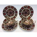 Royal Crown Derby 1128 Imari two tea cups, saucers and side plates,