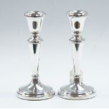 A pair of Elizabeth II silver candlesticks, Birmingham 1978, of classical form,