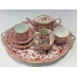 A Royal Crown Derby 19th Century Pembroke tea for one set, tray, teapot,