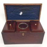 Mahogany tea caddy including mixing bowl (not original)