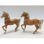 A matching pair of Beswick Palomino ponies (one ear chip) 1960's