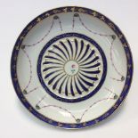 A Derby saucer dish, `crown over D (in blue),