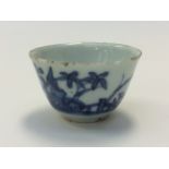 A small Chinese blue and white tea bowl
