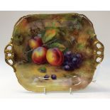 Royal Worcester twin-handled plate, fruit pattern signed Price,